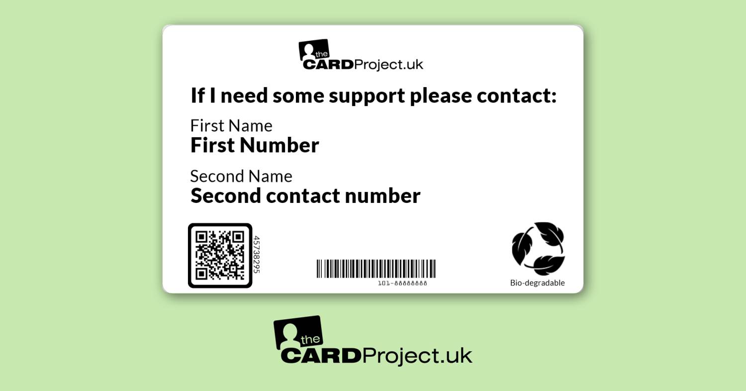 Tourettes Awareness Mono Medical ID Tic Alert Card  (REAR)